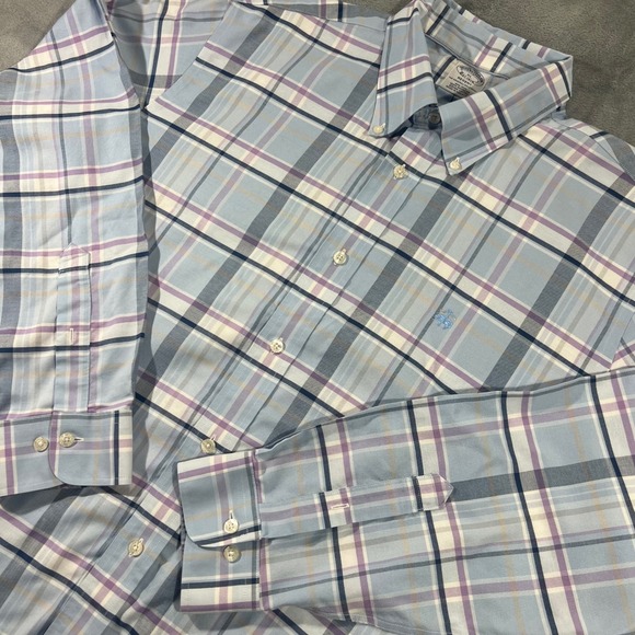 Brooks Brothers Other - Brooks Brothers Regent Non-Iron Shirt Mens XL Blue Purple‎ Plaid Supima Cotton